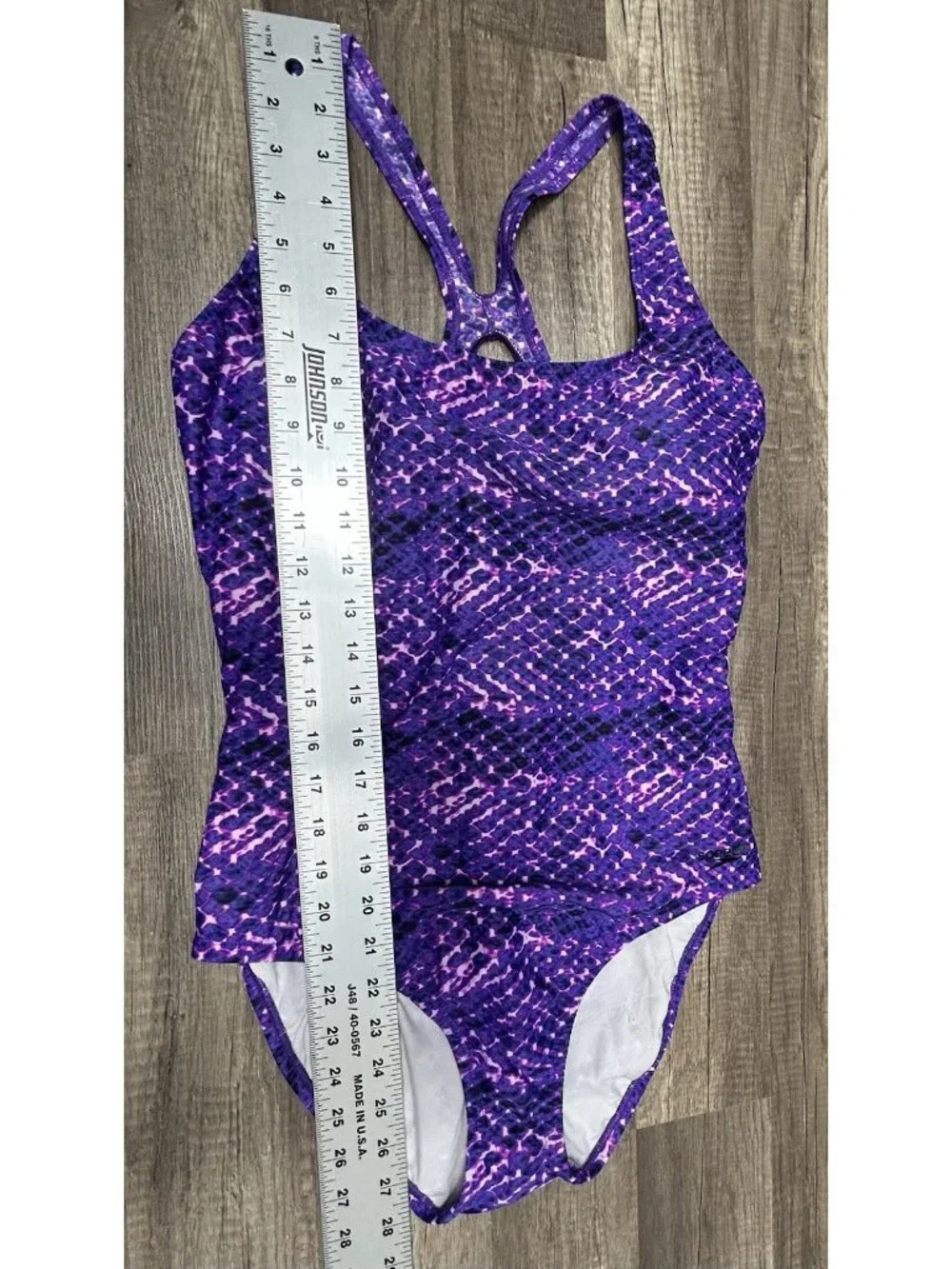 Speedo Ultraback Racerback One Piece Swimsuit Womens 12 Purple Athletic Training